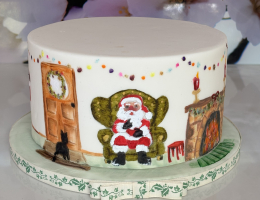 Hand painted Christmas Cake (including cocoa butter)
