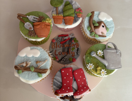 Garden cupcake platter