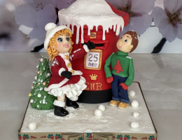 Christmas post box cake with modelled scene
