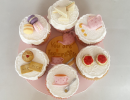 Afternoon tea themed cupcake platter